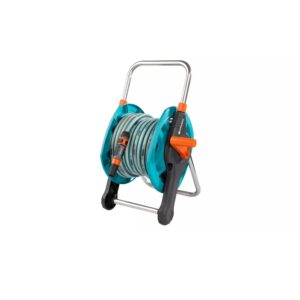 GARDENA 20m Garden Hose Reel Set – Freestanding Hose with Spray Nozzle & Connectors